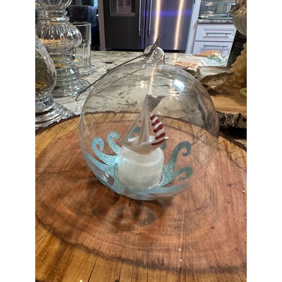 Vtg Nautical Ornament Light-Up Color-Changing Christmas Decoration Glass Globe - Picture 10 of 14